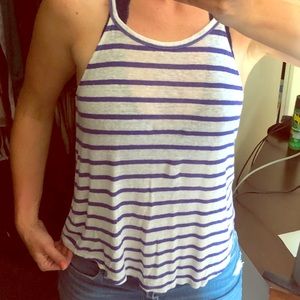 Sanctuary XS linen tank blue white stripe
